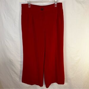 Penningtons Red High Waisted Pleated Wide Leg Dress Trouser Pants - Size 14P
